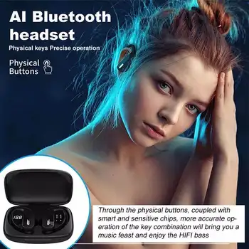 Sporta Austiņu Taisnība Bezvadu Bluetooth saderīgu 5.0 Austiņas Stereo Ūdensizturīgs ausu aizbāžņi Bass TWS Auss Āķis Earbuds Telefoniem