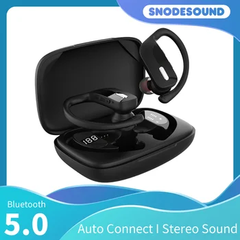 Sporta Austiņu Taisnība Bezvadu Bluetooth saderīgu 5.0 Austiņas Stereo Ūdensizturīgs ausu aizbāžņi Bass TWS Auss Āķis Earbuds Telefoniem