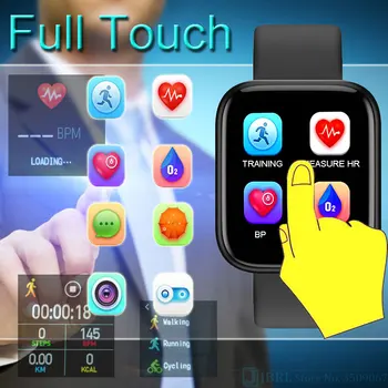 Sporta HD Full Touch Smart Skatīties Sieviešu Aproce Vīriešiem Bluetooth Smartwatch Android, IOS Tālrunis Fitnesa Tracker sirdsdarbība Fit Watch