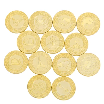 Spānijas 13 Sudraba monētas kāzu Ceremonija Arras Vienotības Monētu Komplekts Ar Paplāti plāksnes Spānija Las Harras Arrhae Līgavas Bifts Aras