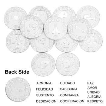 Spānijas 13 Sudraba monētas kāzu Ceremonija Arras Vienotības Monētu Komplekts Ar Paplāti plāksnes Spānija Las Harras Arrhae Līgavas Bifts Aras