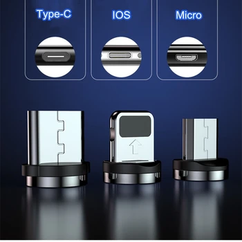 Spīd LED Apgaismojums Uzlādes Magnētisko USB C Tipa Kabeli Magnētisko Kabelis Micro USB Lādētāja Vadu, Stiepli, iPhone, Huawei, Samsung