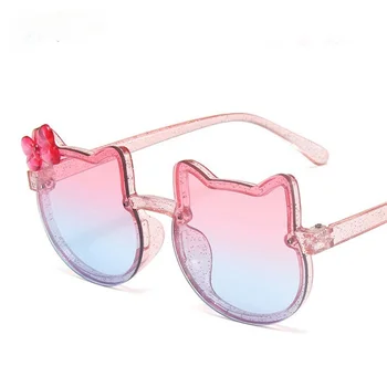 Spīdīga Bowknot Saulesbrilles bērniem ir 2021. Jauki Kaķu bērnu Saules Brilles bērns meitenes Briļļu Modes Slīpums Brilles UV400