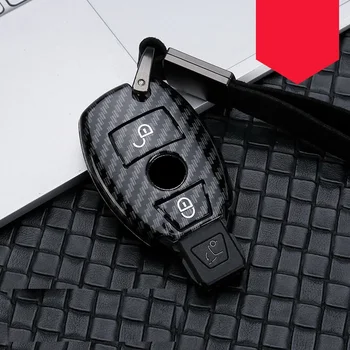 Spīdīgs Oglekļa šķiedras ABS Priekš Mercedes Benz C300 CL550 E350 GLK350 W204 AMG 212 Tālvadības Pults Aizsargs Segtu Keychain Aksesuāri