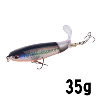 Staigāt Zivju 1GB 14cm 35g Popers Topwater Zvejas Vilinājums Mākslīgo Ēsmu Grūti Popers Mīksto Rotācijas Zvejas Āķi, 8 krāsas