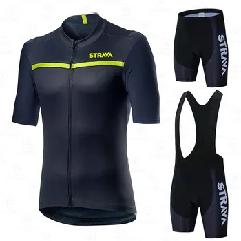 STRAVA ir 2021. Jauno Vasaras Velo Džersija Komplekts Sacīkšu Apģērbu Cilvēks Maillot Ropa Ciclismo MTB Velosipēds Apģērbi Sporta Riteņbraukšanas Komplekts