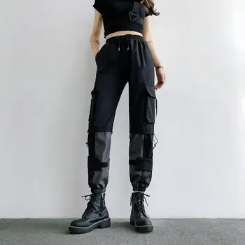 Streetwear Kravas Bikses Sieviešu Ikdienas Joggers Ir 2021. Jaunu Melnā Augstu Vidukli, Zaudēt Sieviešu Bikses Korejiešu Stilā, Dāmas Bikses