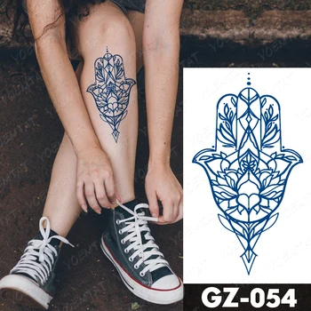 Sula, Kas Ilgst Ūdensnecaurlaidīgus Pagaidu Tetovējumu Uzlīmes Lotus Totem Ziedu Mandala Flash Tetovējumiem Tintes Fatimas Roku Body Art Viltus Tatto