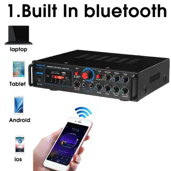 SUNBUCK Stereo Audio HiFi Jaudas Pastiprinataju 110V/220V DC12V Bluetooth Karaoke pastiprinātāju + Bezvadu mikrofonu piemērots Puse