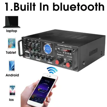 SUNBUCK Stereo Audio HiFi Jaudas Pastiprinataju piemērots, lai Personu AC 110V/220V DC12V Bluetooth Karaoke pastiprinātāju+2Wireless mikrofons