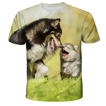 Suns, Kaķis Husky buldogs Bērnu T-krekls 3D Anime T Krekls Zēniem Meitene Bērniem, Multiplikācijas Filmu Ikdienas Topi Smieklīgi O-veida Kakla Apģērbs