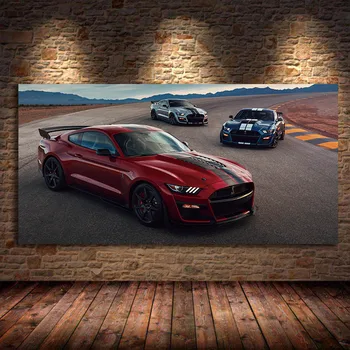 Superauto Brasli Mustang Shelby GT500 Sarkano Auto, Audekla, Gleznas, Plakātu Drukāšana, Attēlu Mūsdienīga Sienas Māksla Dzīvojamā Istaba Dekori bez rāmīša