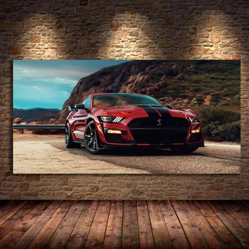 Superauto Brasli Mustang Shelby GT500 Sarkano Auto, Audekla, Gleznas, Plakātu Drukāšana, Attēlu Mūsdienīga Sienas Māksla Dzīvojamā Istaba Dekori bez rāmīša