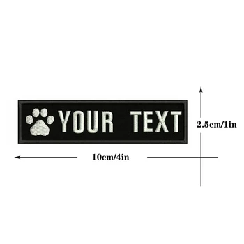 Suņu Ķepu logo Suns pēdas 10X2.5cm Izšuvumi Pasūtījuma Nosaukums Tekstu Plāksteris Svītras žetons Dzelzs Vai Velcro Ielāpus kaklasiksna