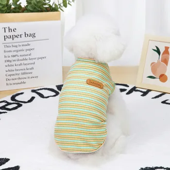 Svītru Suņu Apģērbi, Vestes Vienkārši Suņu Apģērbu Modes Pavasara Vasaras Chihuahua Krāsains Pet Lēmumiem Saistītās Izmaksas Moderns Soft Ropa Para Perro