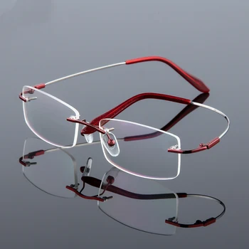 SWOKENCE bez apmales Tuvredzība Brilles Recepšu -0.5, lai -8.0 Vīriešiem, Sievietēm, Eleganta Ultravieglajiem Sakausējuma Rāmis Tuvredzīgs Briļļu F091