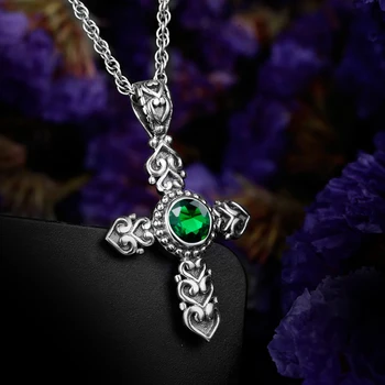 Szjinao Kulons Sieviešu sudraba 925 Smaragda Pāri Cirsts pendentif dārgakmeņiem, Autentisks Modes Antikvariāts Rotaslietas kāzu dāvanas
