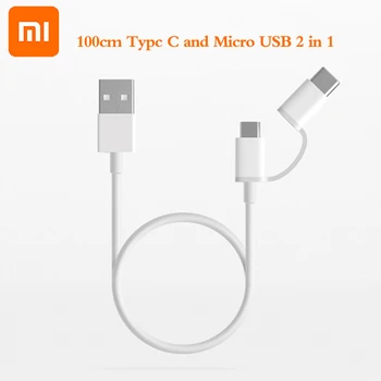 Sākotnējo 2 In 1 Mikro USB Uz C Tipa Ātrās Uzlādes Kabelis priekš Xiaomi Mi 9 8 7 6 5 T Pro SE Redmi Piezīme 9 8 7 6 Pro 4X Spēlēt Y2 S2