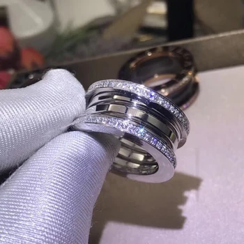 Sākotnējā 925 sterling silver spring keramikas gredzenu sievietēm ar rožu zelta pāris gredzeni kāzu dāvanu classic augstas kvalitātes rotaslietas