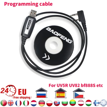 Sākotnējā Baofeng USB Programmēšanas Kabeli Ar Disku Programmatūras CD Baofeng UV-5R Pro UV 5R UV-82 BF-888S Ham Radio Win10 XP