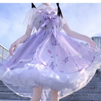 Sākotnējā Girly LolitaSummer Super Pasaku Acs JSK Liela Daļa Siksna Kleita Sieviešu Šalle kawaii apģērbu gothic lolita kleita