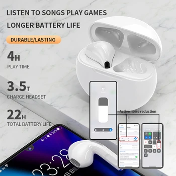 Sākotnējā PRO 6 TWS Bluetooth 5.0 Mini Taisnība Bezvadu Austiņas HIFI Stereo Skaņu Auto Pop-up GPS Pārdēvēt Bezvadu Mini Earbuds