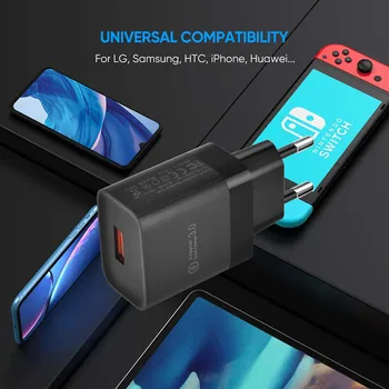 Sākotnējā Ātri Uzlādēt 3.0 USB Lādētāju 18W QC 3.0 Fast Travel Sienas Mobilo Tālruņu Lādētāju xiaomi redmi, ņemiet vērā, 10 Huawei, Samsung
