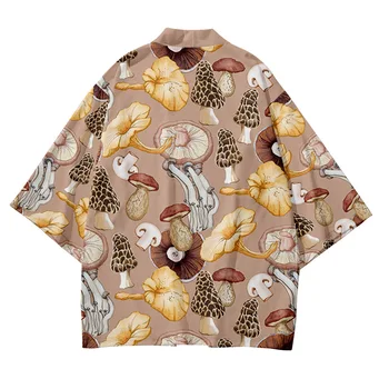 Sēņu Drukāt Pludmales Modes Beach Japāņu Kimono Ir 2021. Plus Izmēra 5XL 6XL Drēbes Jaka Vīriešiem, Krekli Yukata Haori Sieviešu Apģērbs