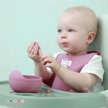 Sūkšanas Plate maziem bērniem BPA Free Pārtikas kvalitātes Silikona Trauki Mikroviļņu Drošu Bērnu Sadalīta Barošanas Bļodas un Ēdienus
