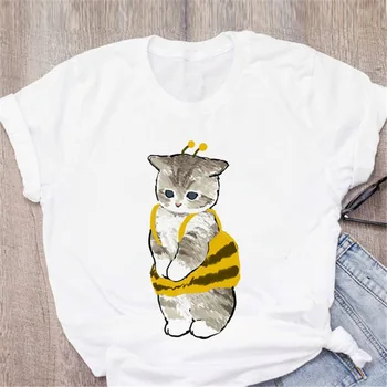T-krekls Sievietēm Tshirt Vasaras Modes Gudrs Kaķis T Krekls Grafiskais Topi Tee Gudrs Sieviešu Krekls Meitenēm Harajuku Sieviešu Apģērbu