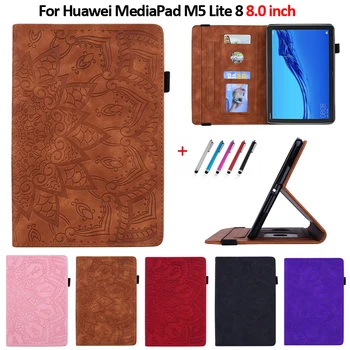 Tablete Vāks Huawei Mediapad M5 Lite 8 Gadījumā Izkalt Ādas Maks, Vāks Būtiska Huawei Mediapad M5 Lite 8 collu Gadījumā Būtiska