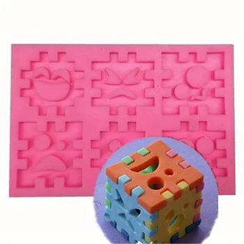 Taisnstūra Magic Cube Pomādes Pelējuma Nevaibstieties Jigsaw Silikona Veidnes Šokolādes Cepšanas Mīklu Kūka Sīkfailu Renes Vārda Candy
