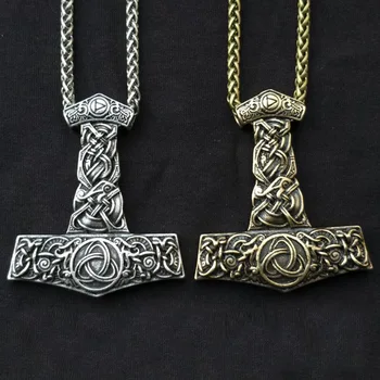 Talismans Viking Rune Kaklarota Vīriešiem, Juvelierizstrādājumi Īrijas Trīsvienības Mezgli Thurisaz Thor Mjolnir Āmuru Amuletu Rune Kuloni