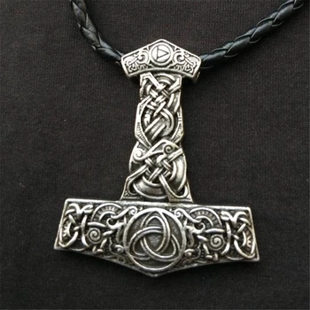 Talismans Viking Rune Kaklarota Vīriešiem, Juvelierizstrādājumi Īrijas Trīsvienības Mezgli Thurisaz Thor Mjolnir Āmuru Amuletu Rune Kuloni