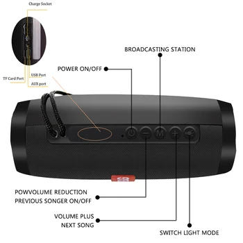 T&G157 Bezvadu Bluetooth Skaļruni, Portatīvo Skaļruni, Bluetooth Spēcīgs Augstu BoomBox Āra Bass HIFI TF FM Radio ar LED Gaismas