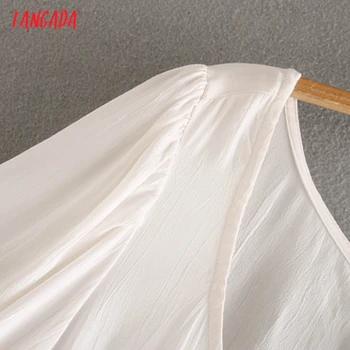 Tangada Sieviešu Retro Baltu Kultūru Krekls Ruffles O Apkakli, Īsām Piedurknēm 2021. Gada Vasaras Šiks Sieviešu Slim, Sexy Krekls Topi 4N62