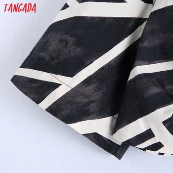 Tangada Sieviešu Retro Lapas Drukas Kultūru Krekls Loku Īsām Piedurknēm 2021. Gada Vasaras Šiks Sieviešu Sexy Krekls Topi BE568