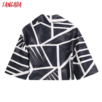 Tangada Sieviešu Retro Lapas Drukas Kultūru Krekls Loku Īsām Piedurknēm 2021. Gada Vasaras Šiks Sieviešu Sexy Krekls Topi BE568
