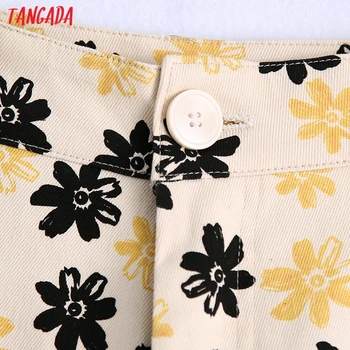 Tangada Sieviešu Ziedu Drukāt Garas Bikses Bikses Vintage Stila Rāvējslēdzēju Slim Dāma Bikses Pantalon BE679