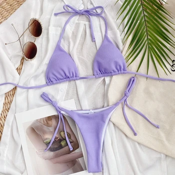 Tankini peldkostīmi dāmām mikro zils peldkostīms bikini brazilian uzstādīt Pārsējs violeta Zems viduklis Mini peldkostīmi sieviešu divi gabali