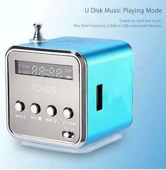 TDV26 Skaļrunis Mini FM Radio Uztvērējs, MP3 Mūzikas Atskaņotājs, LCD Soundbar MicroSD TF Mūzikas Stereo Skaļrunis Klēpjdatoru Mobilais