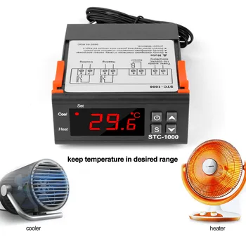 Temperatūras regulators Ciparu LED Thermoregulator Termostats Inkubatoru Relejs 10.A Apkures, Dzesēšanas RZ STC-1000 220V