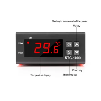 Temperatūras regulators Ciparu LED Thermoregulator Termostats Inkubatoru Relejs 10.A Apkures, Dzesēšanas RZ STC-1000 220V