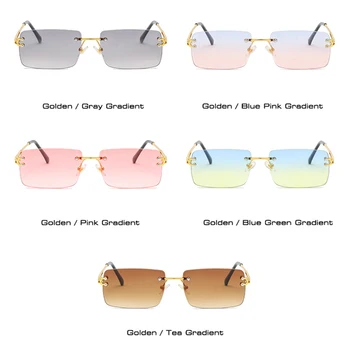 TIK&EI Modes Mazs Taisnstūris Sieviešu Saulesbrilles Retro bez apmales Slīpumu, Briļļu Toņos UV400 Vīriešiem Kvadrātveida Saules Brilles