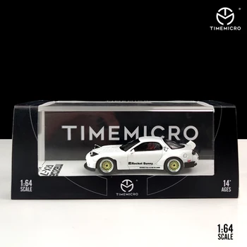 TimeMicro 1:64 Mazda RX7 Pandem Raķešu Zaķis Balts Lējumiem Modeļa Automašīnas