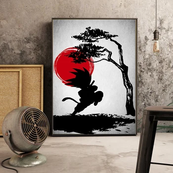 Tintes sarkans melns goku Anime Plakātu Japānas Ziemeļu Plakātu, Audekls Drukāt Sienu Dekors, Eļļas Glezna Mājas Dzīvojamā Istaba Attēlu Decration
