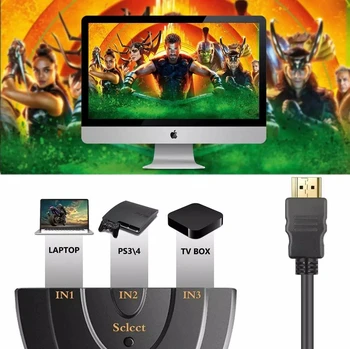 Tjtak 4K*2K 3D Mini 3 Ports HDMI-saderīgam Slēdzis 1.4 b 4K Sadalītāja Komutatoru 1080P 3 in 1 no Ostas centrs DVD HDTV Xbox PS3 PS4
