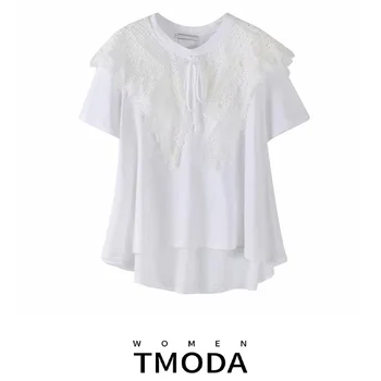 TMODA1289 2021. gada Vasaras Modes Za Sievietēm ar Īsām Piedurknēm Baltā Blūze OLA Salds Savirmot tauriņu Krekli Dāmas Eleganta Slim Sieviešu Topi