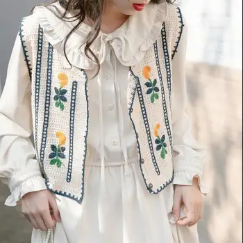 Top mujer Rudens drēbes sievietēm vetement femme ir 2021. izšuvumi, ziedu tvertne top cute Topi trikotāžas Veste Meitenēm korejiešu stilā