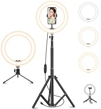 Top Selfie Gredzenu Gaismas Zibspuldzi gaismas led lampa ar mobilā tālruņa Turētāju lielu stand statīvu, lai tik Youtube tiktok tok ringlight